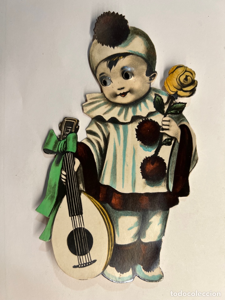 Collectable Antique Stamped Cards: CROMO TROQUELADO CON OJOS M&Oacute;VILES. Payaso Arlequin.. Juncosa? Amatller? La Colonial?