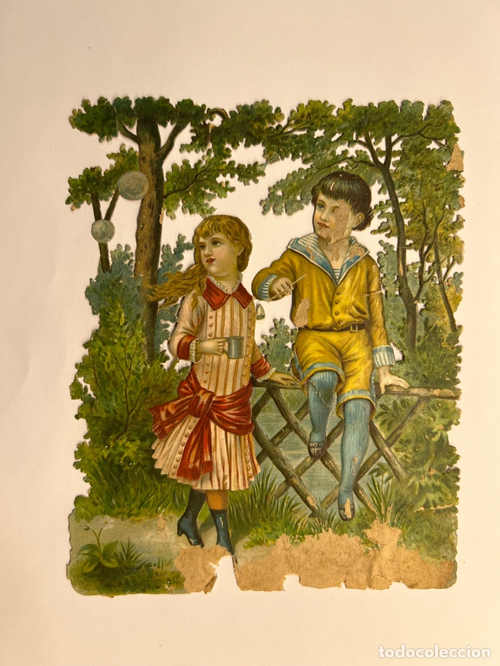Collectionnisme Cartes &agrave; collectionner massicot&eacute;es anciennes: Juncosa? Amatller? La Colonial? Cromo Troquelado NI&Ntilde;OS Y JARDIN Med&iacute;das: 16 x 14 cm.,