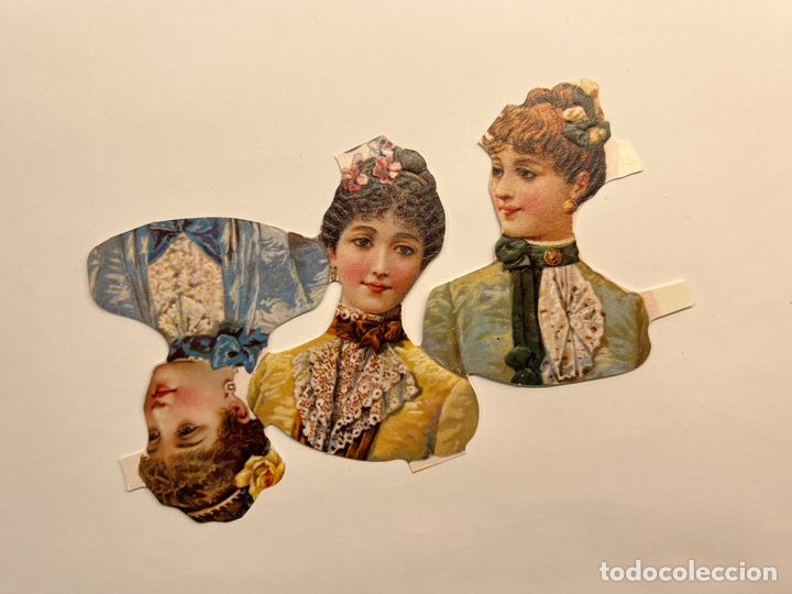 Collectionnisme Cartes &agrave; collectionner massicot&eacute;es anciennes: Juncosa? Amatller? La Colonial? Cromo Troquelado TRES SE&Ntilde;ORITAS. Med&iacute;das: 13 x 8 cm.