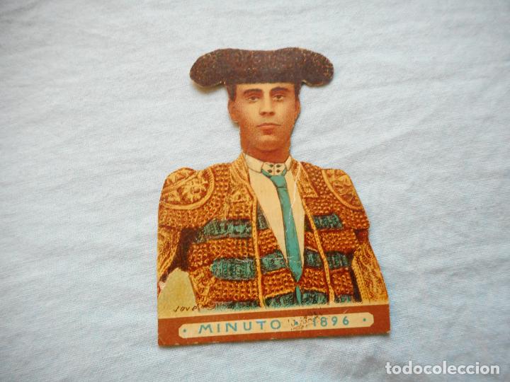Colecionismo Cromos recortados antigos: ANTIGUO CROMO TROQUELADO TORERO MINUTO 1896. LITOGRAFIA JOVE.