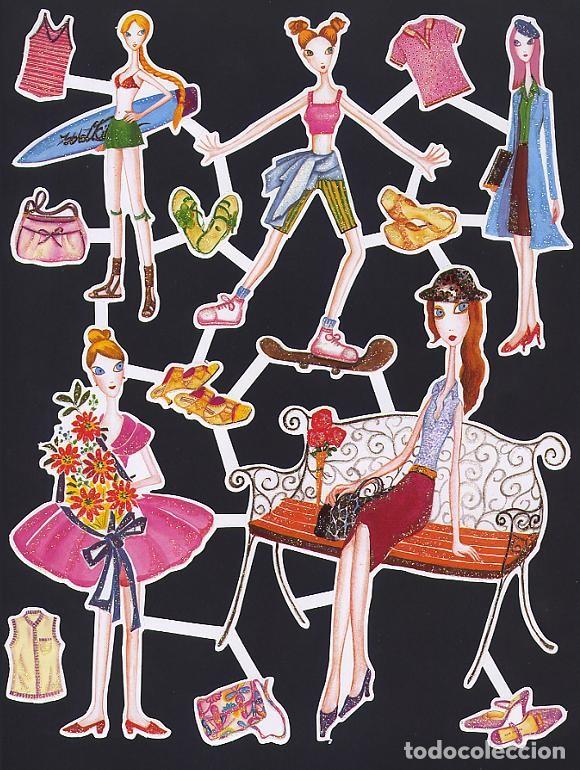 Collectionnisme Cartes &agrave; collectionner massicot&eacute;es anciennes: CROMOS TROQUELADOS CON PURPURINA - CHICAS FASHION n&ordm; 2 - GRAN L&Aacute;MINA DE 20 X 26 CMS.