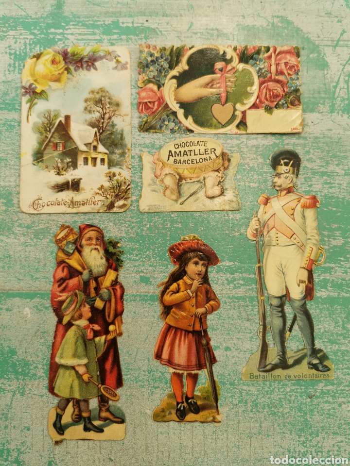 Collectionnisme Cartes &agrave; collectionner massicot&eacute;es anciennes: Lote 7 Cromos troquelados chocolate Amatller Barcelona