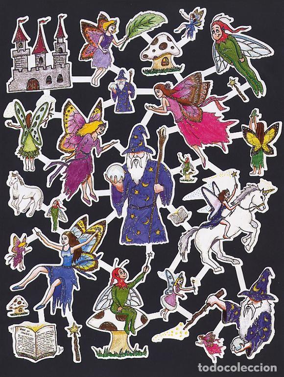 Collectionnisme Cartes &agrave; collectionner massicot&eacute;es anciennes: CROMOS TROQUELADOS CON PURPURINA - HADAS Y DUENDES - GRAN L&Aacute;MINA DE 20 X 26 CMS.
