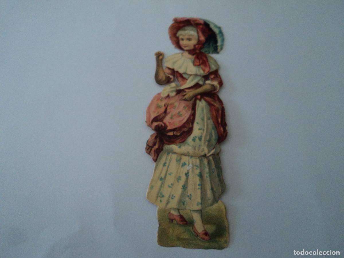 Coleccionismo Cromos troquelados antiguos: cromo troquelado, joven con sombrilla, SIN MARCA, 12,5 cm