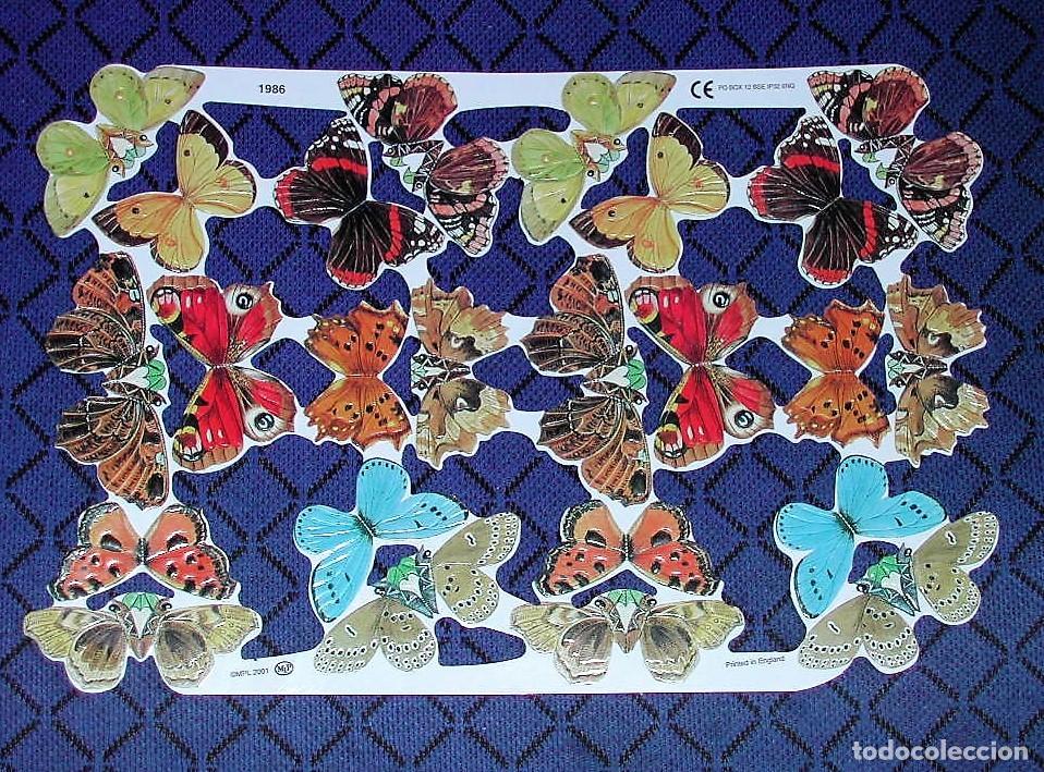 Collectable Antique Stamped Cards: L&aacute;mina de CROMOS TROQUELADOS de MLP - Mariposas - N&ordm;. 1986