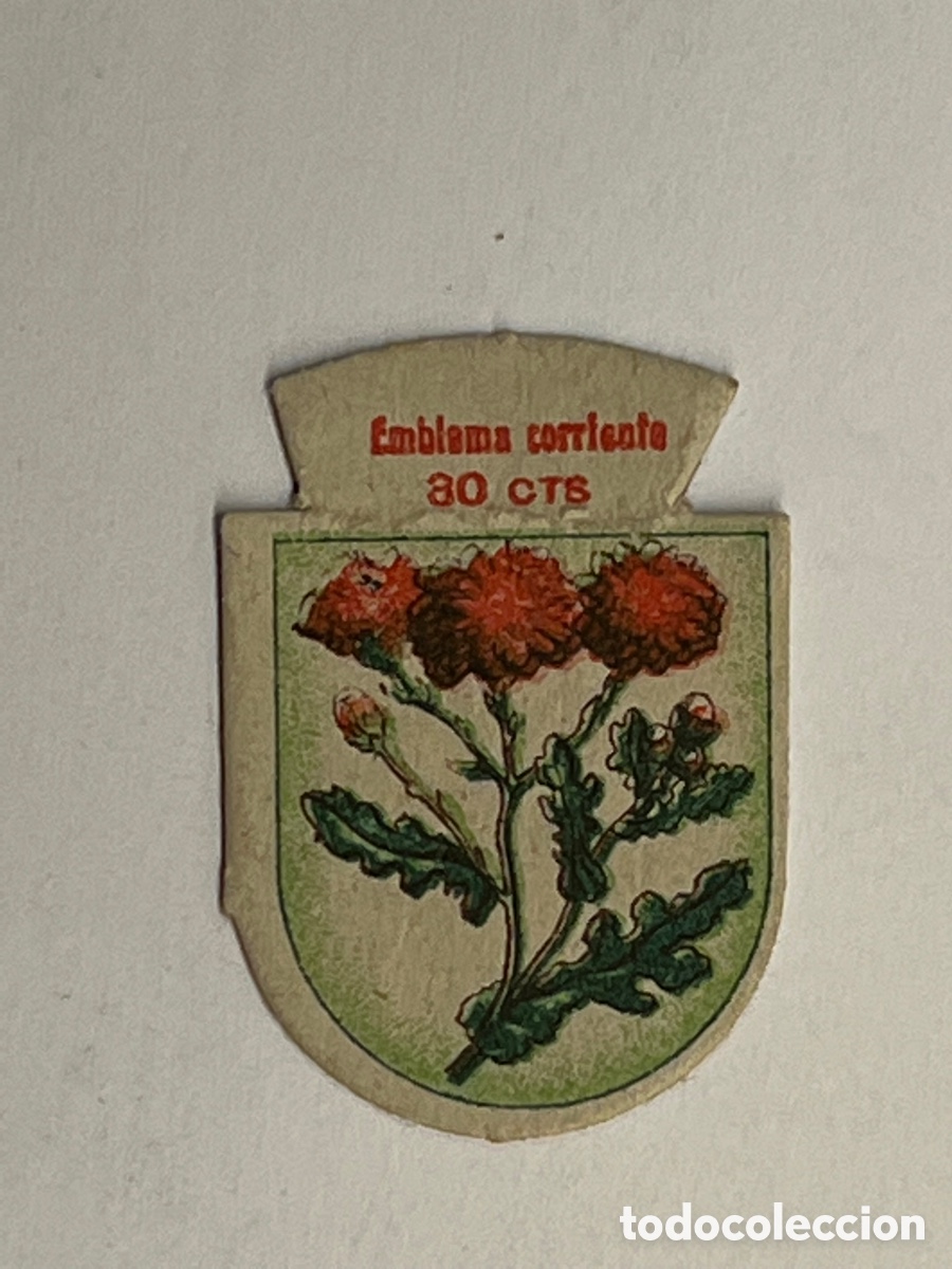 Coleccionismo Cromos troquelados antiguos: SENECIO DE INDIAS. EMBLEMA CORRIENTE 30 CTS FALANGE AUXILIO SOCIAL, Serie L, No.2 (h.1940?)