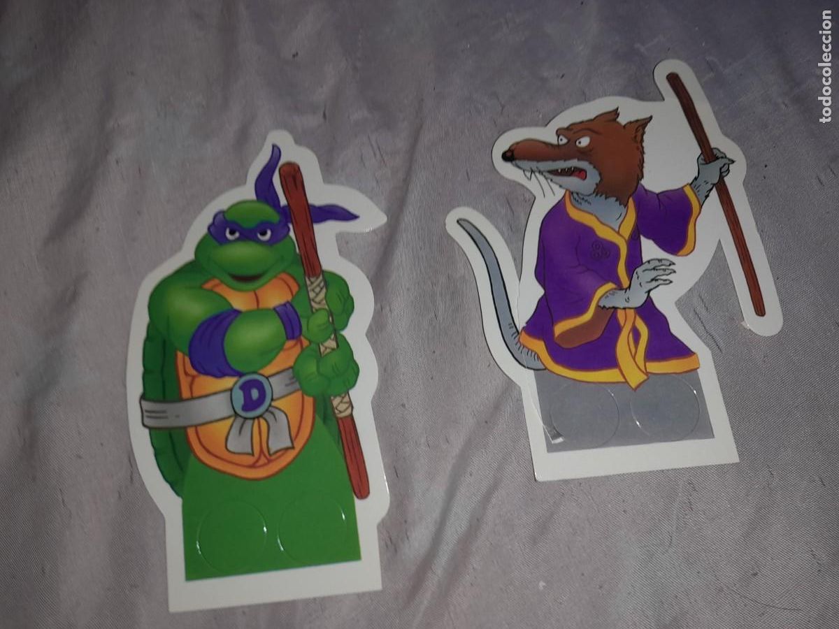 Collectionnisme Cartes &agrave; collectionner massicot&eacute;es anciennes: 2 antiguo CROMOS TROQUELADO DE TORTUGAS NINJA A&Ntilde;OS 90, mide unos 14 cetms