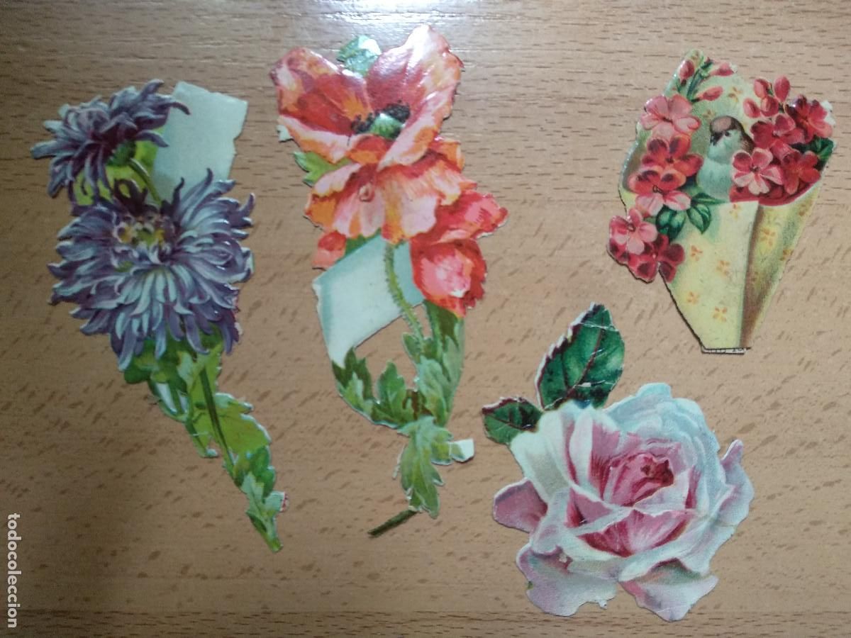 Collectable Antique Stamped Cards: LOTE 4 CROMOS TROQUELADOS VARIOS FLORES. CHOCOLATE AMATLLER