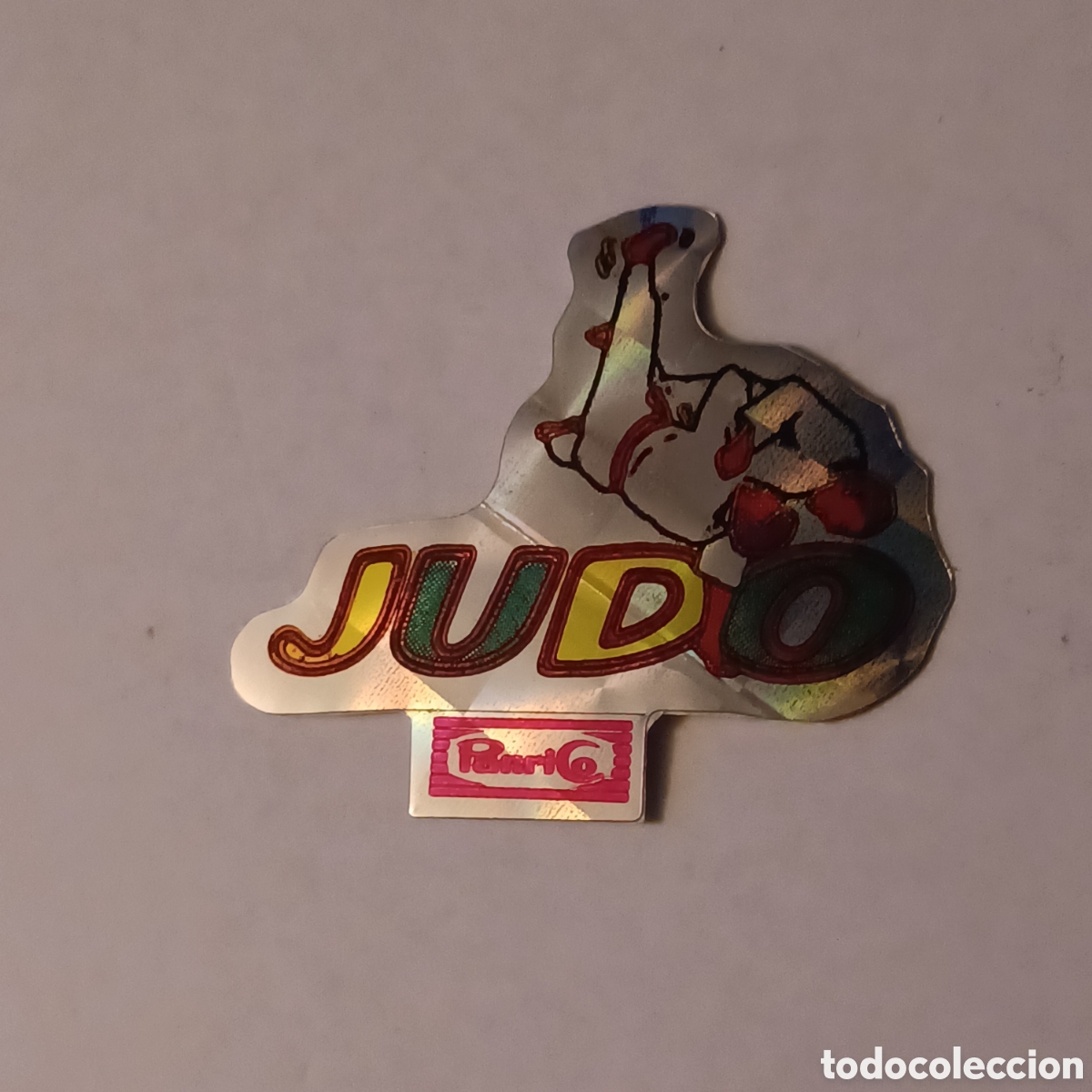 Colecionismo Cromos recortados antigos: Cromo troquelado reflectante PANRICO BOLLYCAO Pegabolly a&ntilde;o 1985 Judo