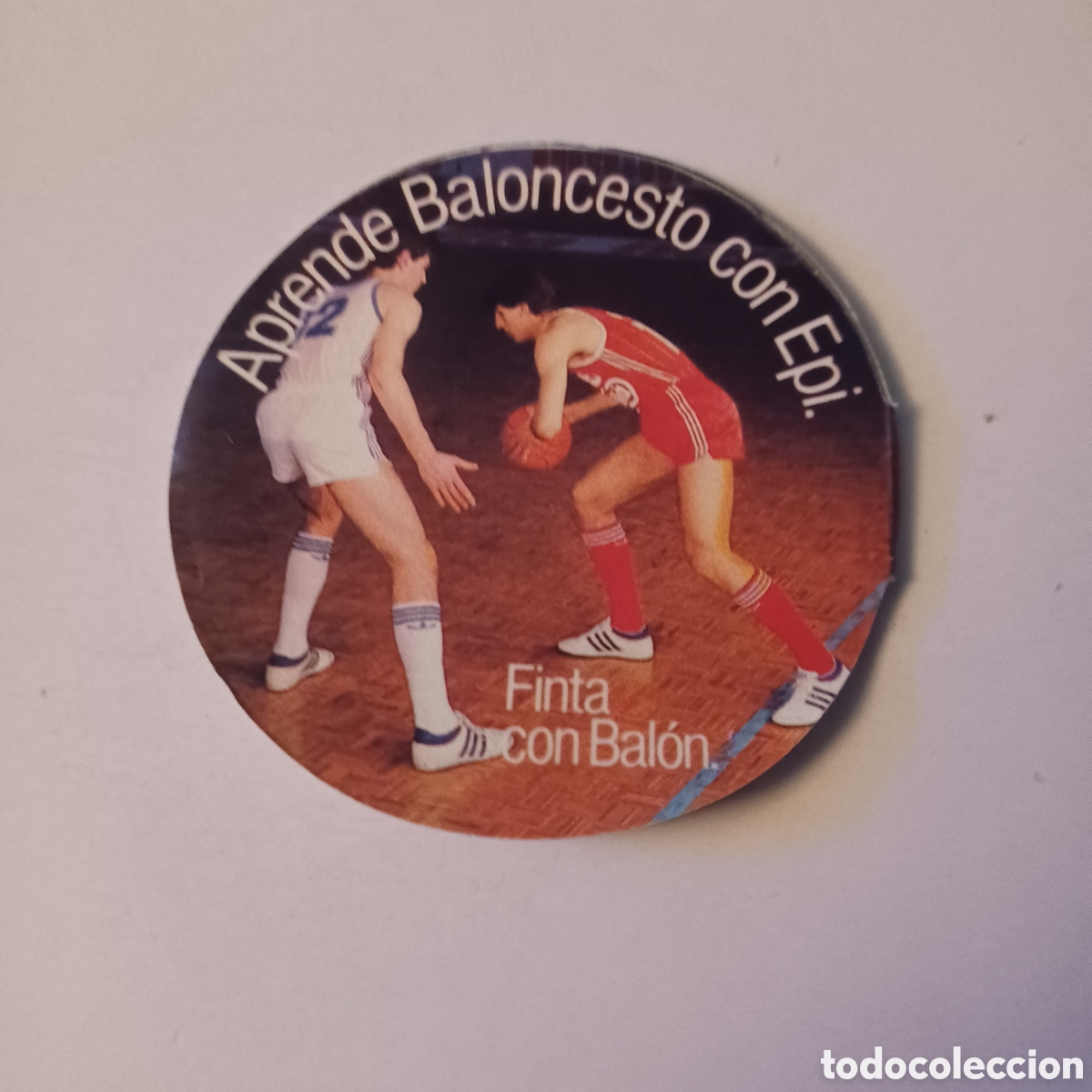 Colecionismo Cromos recortados antigos: Cromo desplegable Nocilla a&ntilde;os 80 Aprende baloncesto con Epi Finta con bal&oacute;n
