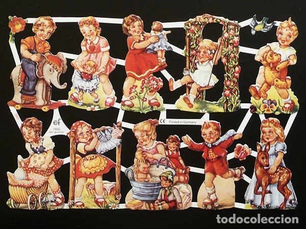 Collectionnisme Cartes &agrave; collectionner massicot&eacute;es anciennes: ZPR. LAMINA DE CROMOS TROQUELADOS CON BRILLO Y RELIEVE EF - 7035 - NI&Ntilde;OS JUGANDO