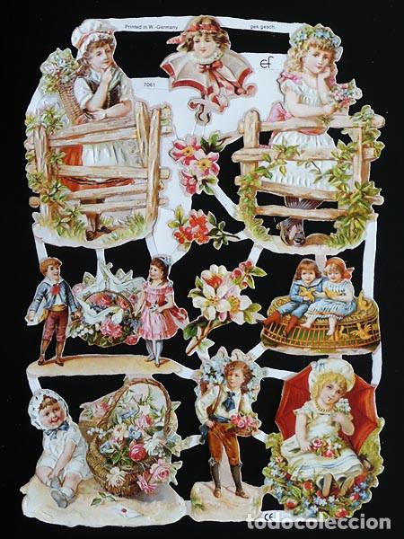 Colecionismo Cromos recortados antigos: ZPR. LAMINA DE CROMOS TROQUELADOS CON BRILLO Y RELIEVE EF - 7061 - NI&Ntilde;OS VICTORIANOS