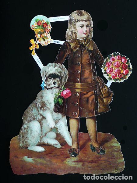 Coleccionismo Cromos troquelados antiguos: ZPR. LAMINA DE CROMOS TROQUELADOS CON BRILLO Y RELIEVE EF - 7108 - NI&Ntilde;O Y MASCOTA