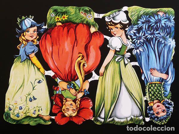 Coleccionismo Cromos troquelados antiguos: ZPR. LAMINA DE CROMOS TROQUELADOS CON BRILLO Y RELIEVE EF - 7113 - NI&Ntilde;AS CON VESTIDOS FLOR