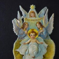 Coleccionismo Cromos troquelados antiguos: NIÑO JESUS CON ANGELES CROMO TROQUELADO. Lote 400070399