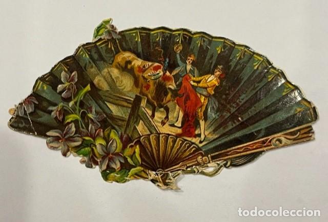 Sammeln alte gestanzte Sammelbilder: CROMO TROQUELADO ABANICO S. XIX CHOCOLATES DAMASO BARRENENGOA, CIUDAD REAL
