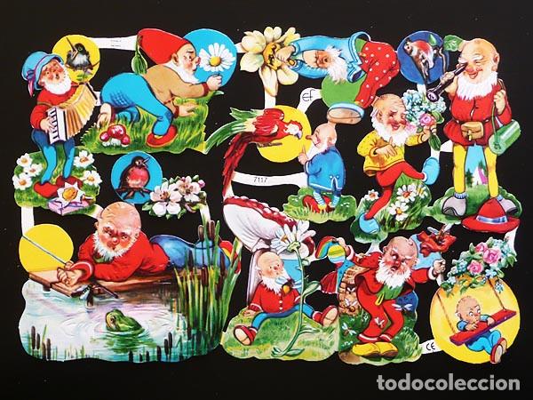 Coleccionismo Cromos troquelados antiguos: ZPR. LAMINA DE CROMOS TROQUELADOS CON BRILLO Y RELIEVE EF - 7117 - GNOMOS
