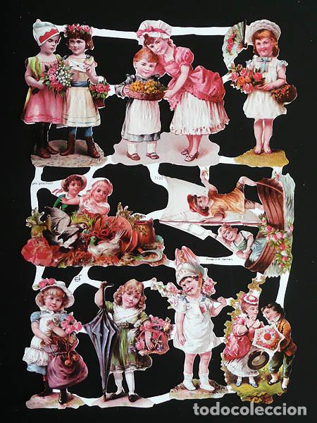 Coleccionismo Cromos troquelados antiguos: ZPR. LAMINA DE CROMOS TROQUELADOS CON BRILLO Y RELIEVE EF - 7130 - NI&Ntilde;OS VICTORIANOS