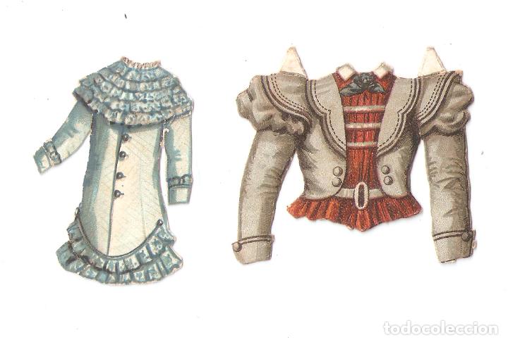Collectable Antique Stamped Cards: 2 Vestidos troquelados. con relieve. sin marca. Vell i Bell