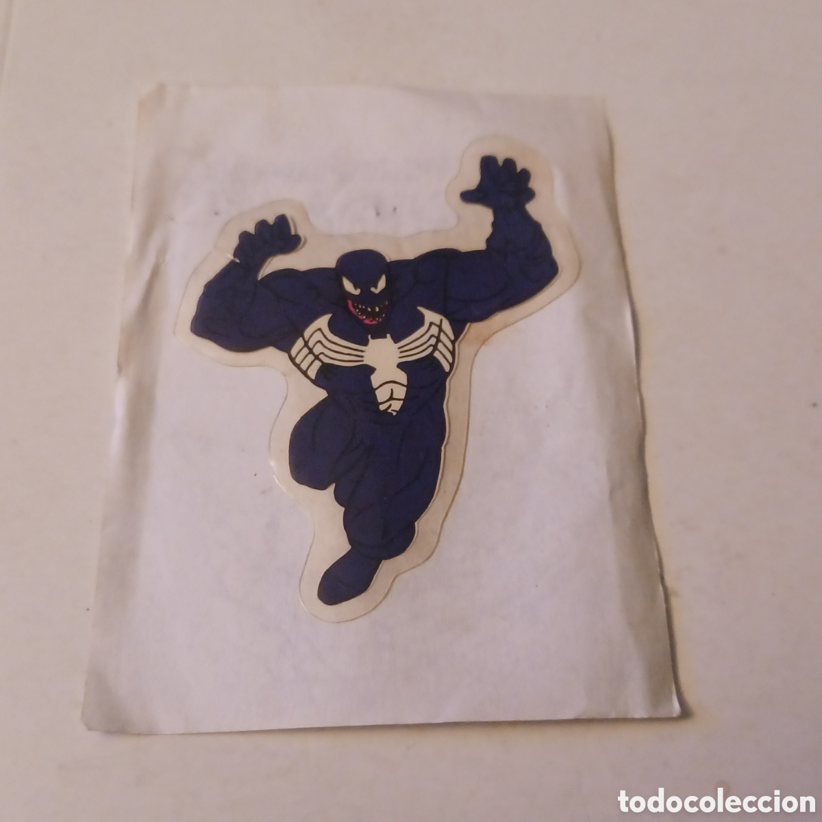 Collezionismo Figurine ritagliate antiche: Cromo adhesivo troquelado despegado a&ntilde;os 80 Cropan? Spiderman negro Marvel