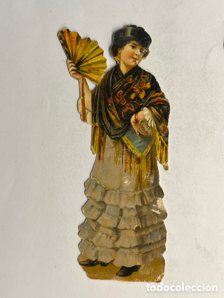 Collezionismo Figurine ritagliate antiche: CHOCOLATE AMATLLER. Cromo Troquelado ANDALUZA CON ABANICO (fin Siglo XIX)