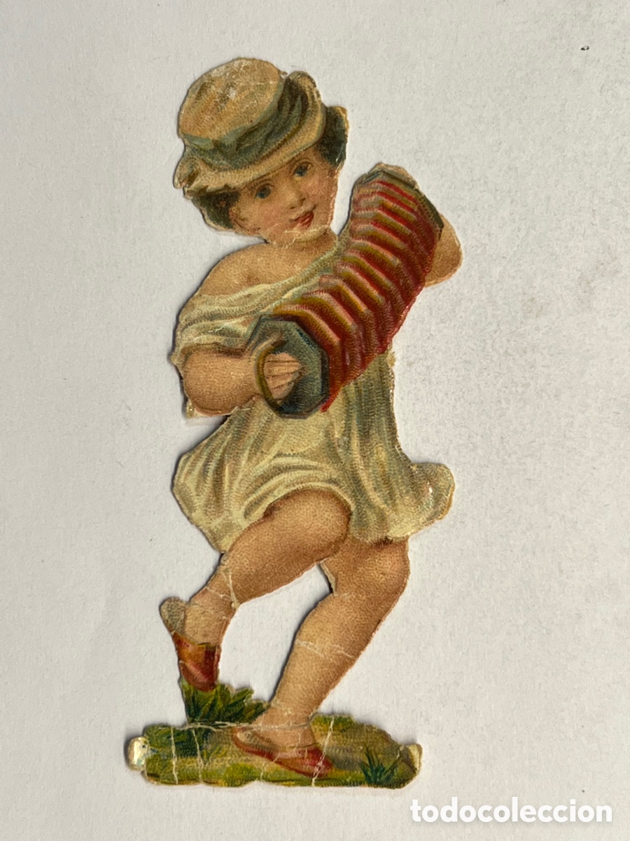 Collezionismo Figurine ritagliate antiche: CHOCOLATE AMATLLER. Cromo Troquelado NI&Ntilde;A CON ACORDEON &hellip; (fin Siglo XIX)