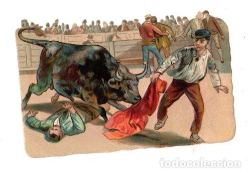 Sammeln alte gestanzte Sammelbilder: CROMO TROQUELADO CON ESCENA TAURINA