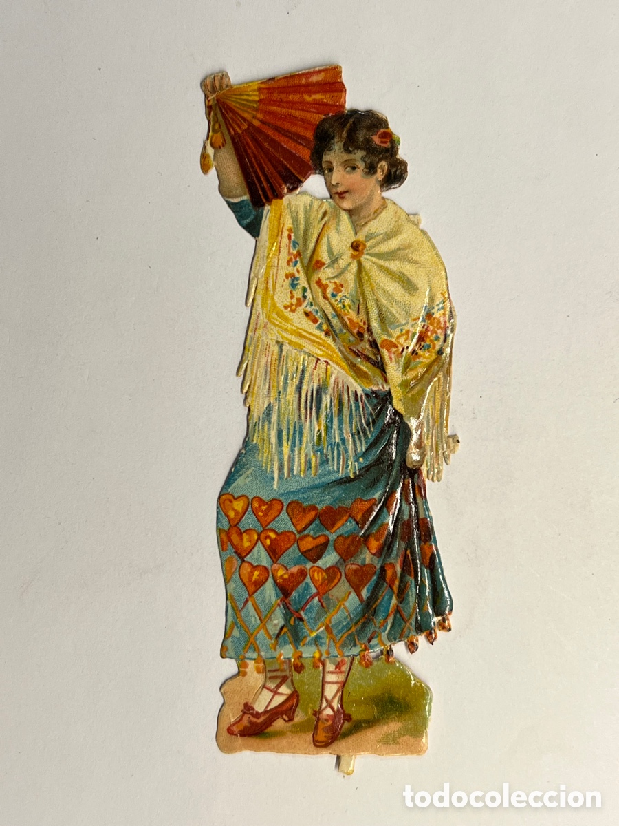 Sammeln alte gestanzte Sammelbilder: CROMO TROQUELADO. Manola con Abanico Compa&ntilde;&iacute;a Colonial, Madrid..? (h.1920?)