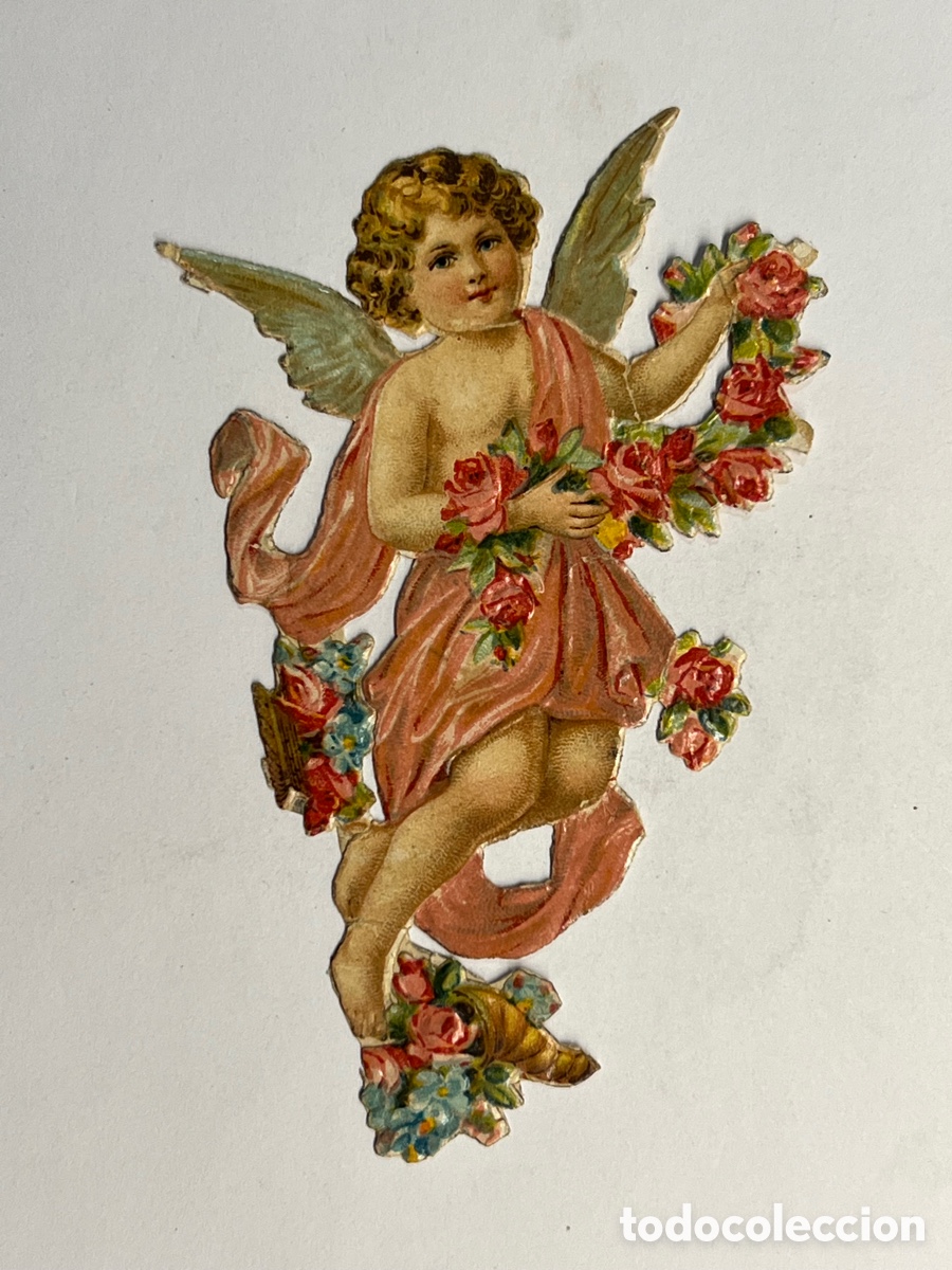 Sammeln alte gestanzte Sammelbilder: CROMO TROQUELADO. Angelote con flores Chocolate Juncosa (h.1920?) Restaurado
