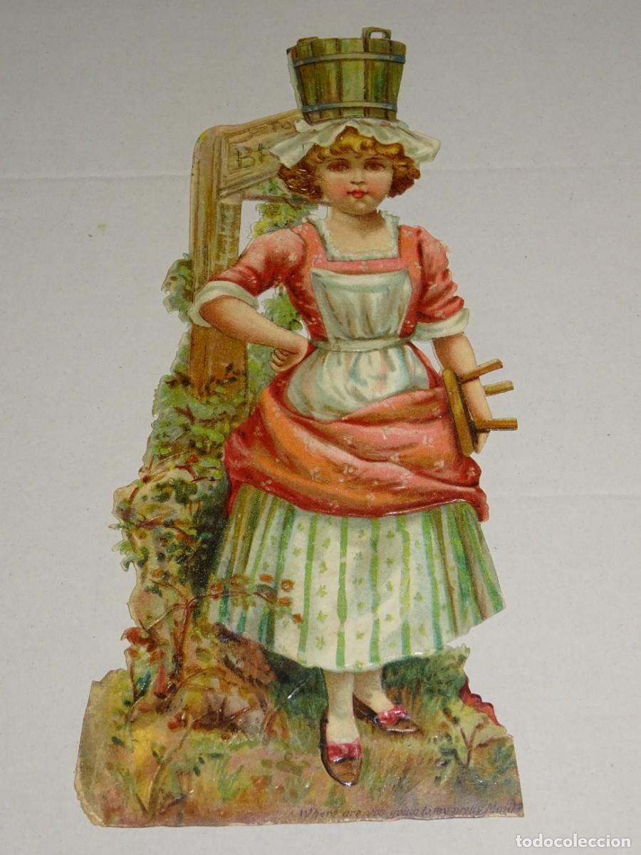 Collectable Antique Stamped Cards: (MA) CROMO TROQUELADO ANTIGUO ROM&Aacute;NTICO - 9X20CM, SE&Ntilde;ALES DE USO