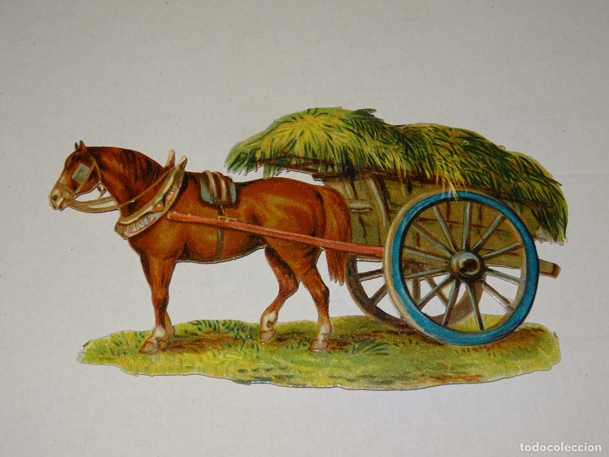 Collectable Antique Stamped Cards: (MA) CROMO TROQUELADO ANTIGUO ESCENA CAMPO - 8,5X15CM, SE&Ntilde;ALES DE USO