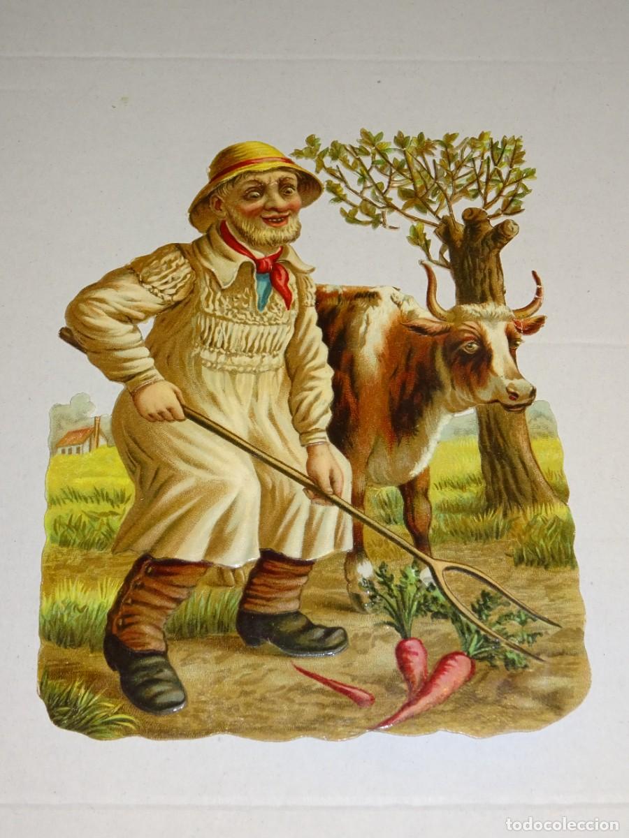 Collectable Antique Stamped Cards: (MA) CROMO TROQUELADO ANTIGUO ESCENA CAMPO - 12X15CM, SE&Ntilde;ALES DE USO