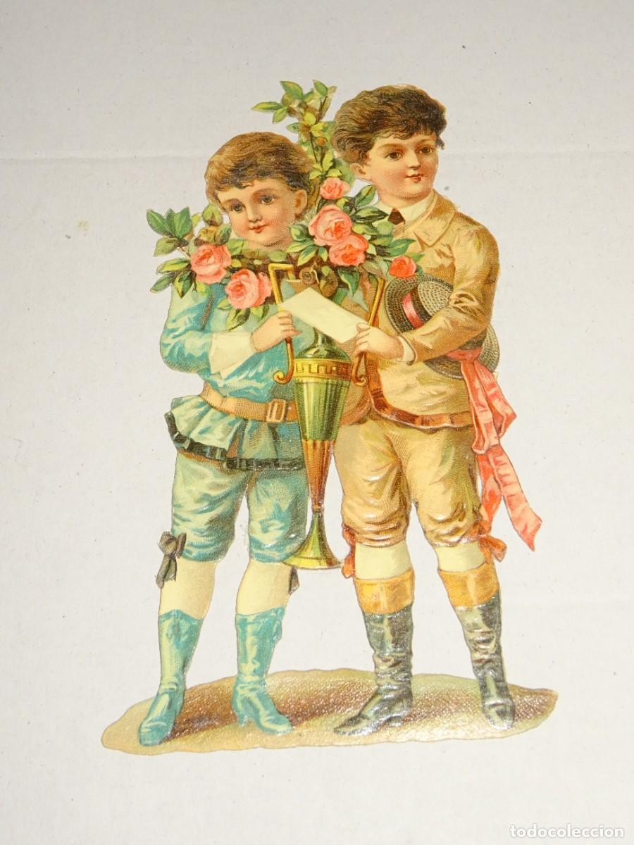Collezionismo Figurine ritagliate antiche: (MB) CROMO ANTIGUO TROQUELADO ROM&Aacute;NTICO - 12,5X7,5CM, SE&Ntilde;ALES DE USO