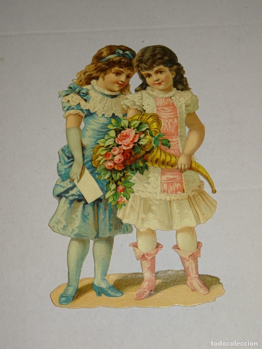Coleccionismo Cromos troquelados antiguos: (MB) CROMO ANTIGUO TROQUELADO ROM&Aacute;NTICO - 12,5X7,5CM, SE&Ntilde;ALES DE USO