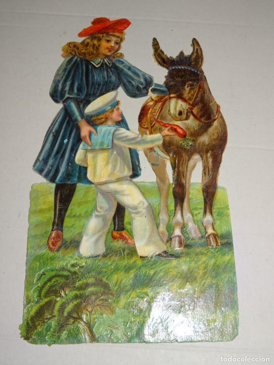 Coleccionismo Cromos troquelados antiguos: (MP) CROMO ANTIGUO TROQUELADO ROM&Aacute;NTICO - 10,5X19CM, SE&Ntilde;ALES DE USO