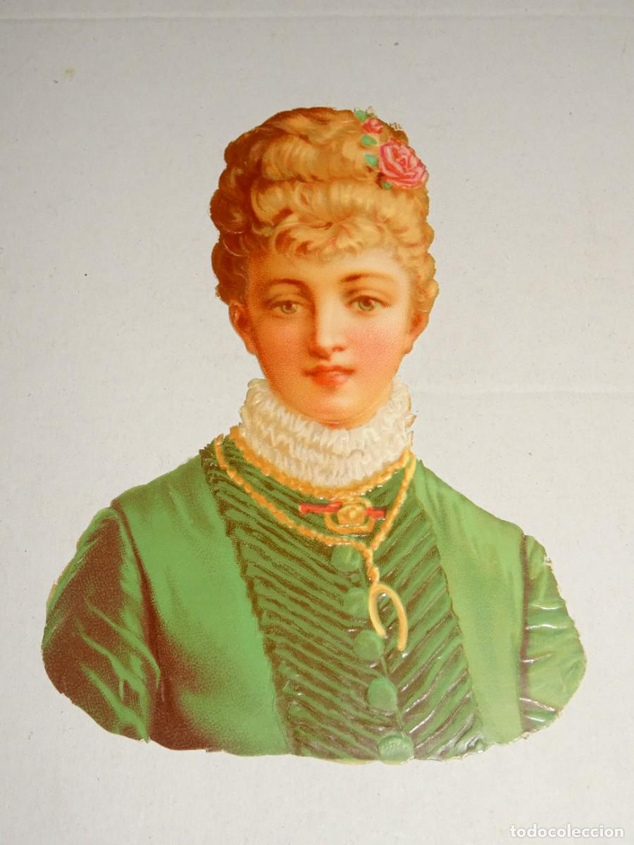 Sammeln alte gestanzte Sammelbilder: (MP) CROMO ANTIGUO TROQUELADO ROM&Aacute;NTICO - 9X12,5CM, SE&Ntilde;ALES DE USO