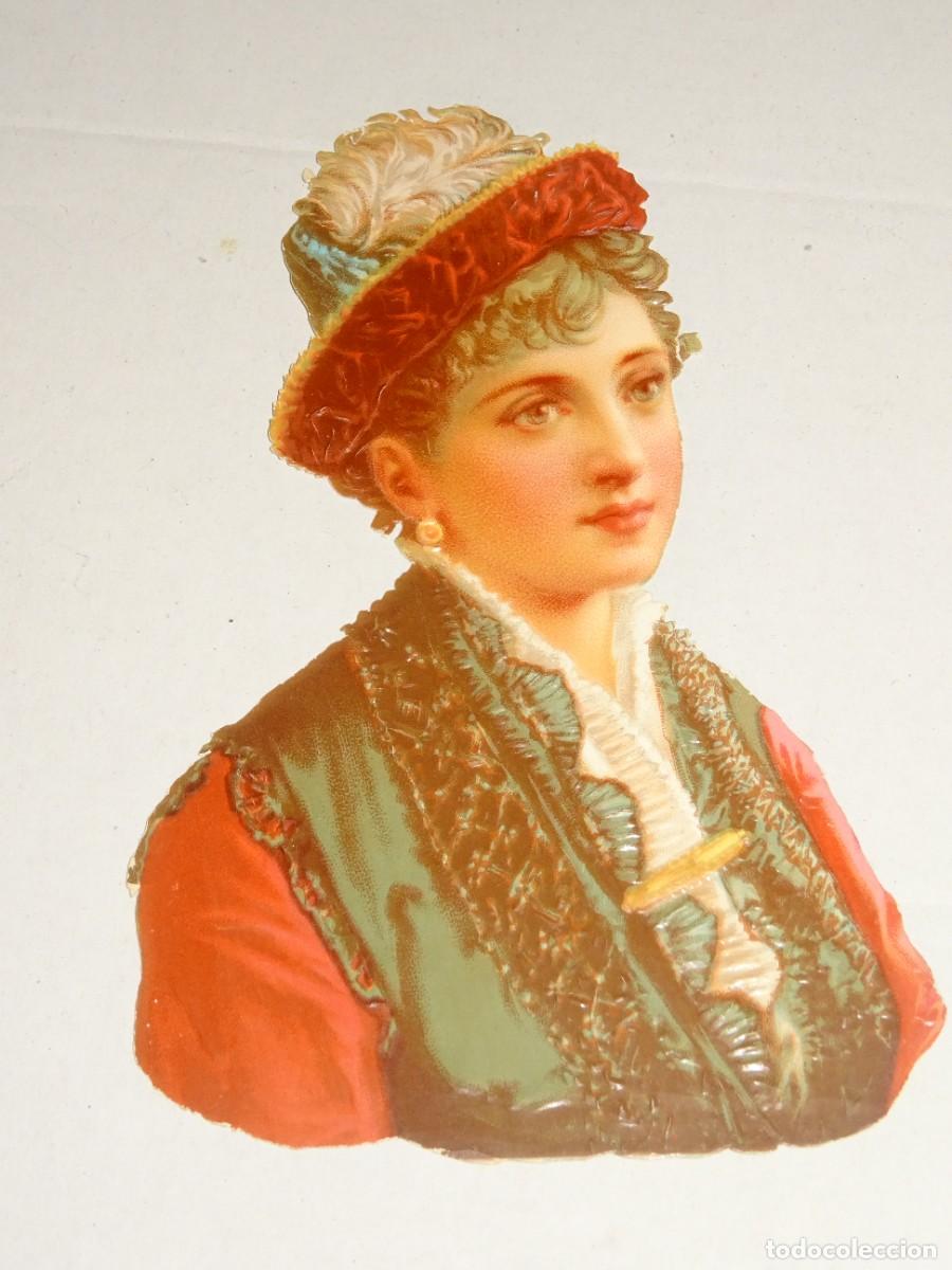 Sammeln alte gestanzte Sammelbilder: (MP) CROMO ANTIGUO TROQUELADO ROM&Aacute;NTICO - 9X12,5CM, SE&Ntilde;ALES DE USO