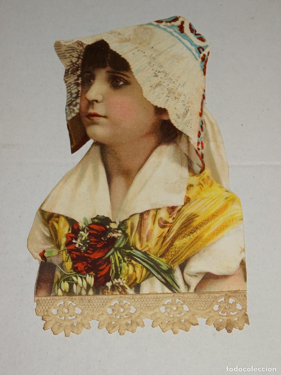 Sammeln alte gestanzte Sammelbilder: (MP) CROMO ANTIGUO TROQUELADO ROM&Aacute;NTICO - 8X12,5CM, SE&Ntilde;ALES DE USO