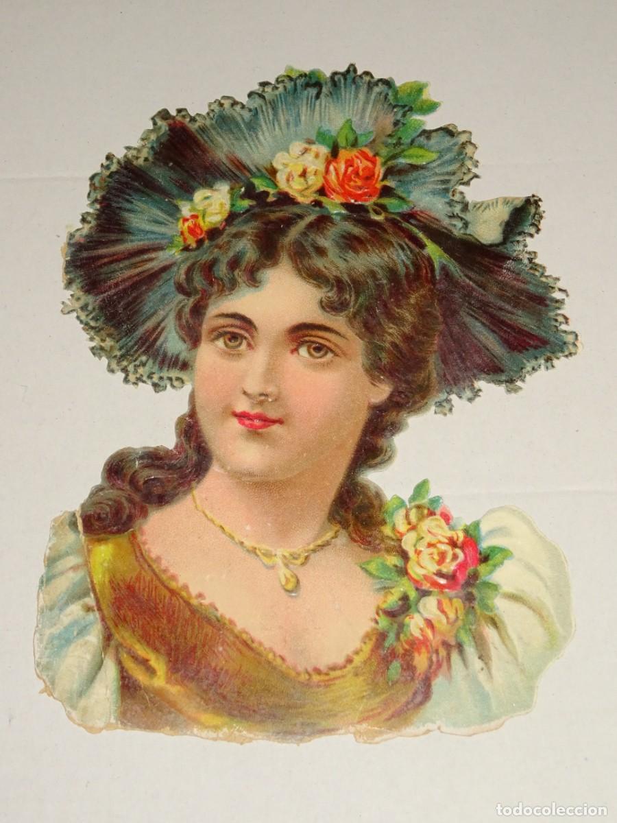 Sammeln alte gestanzte Sammelbilder: (MB) CROMO ANTIGUO TROQUELADO ROM&Aacute;NTICO - 17X12,5CM, SE&Ntilde;ALES DE USO