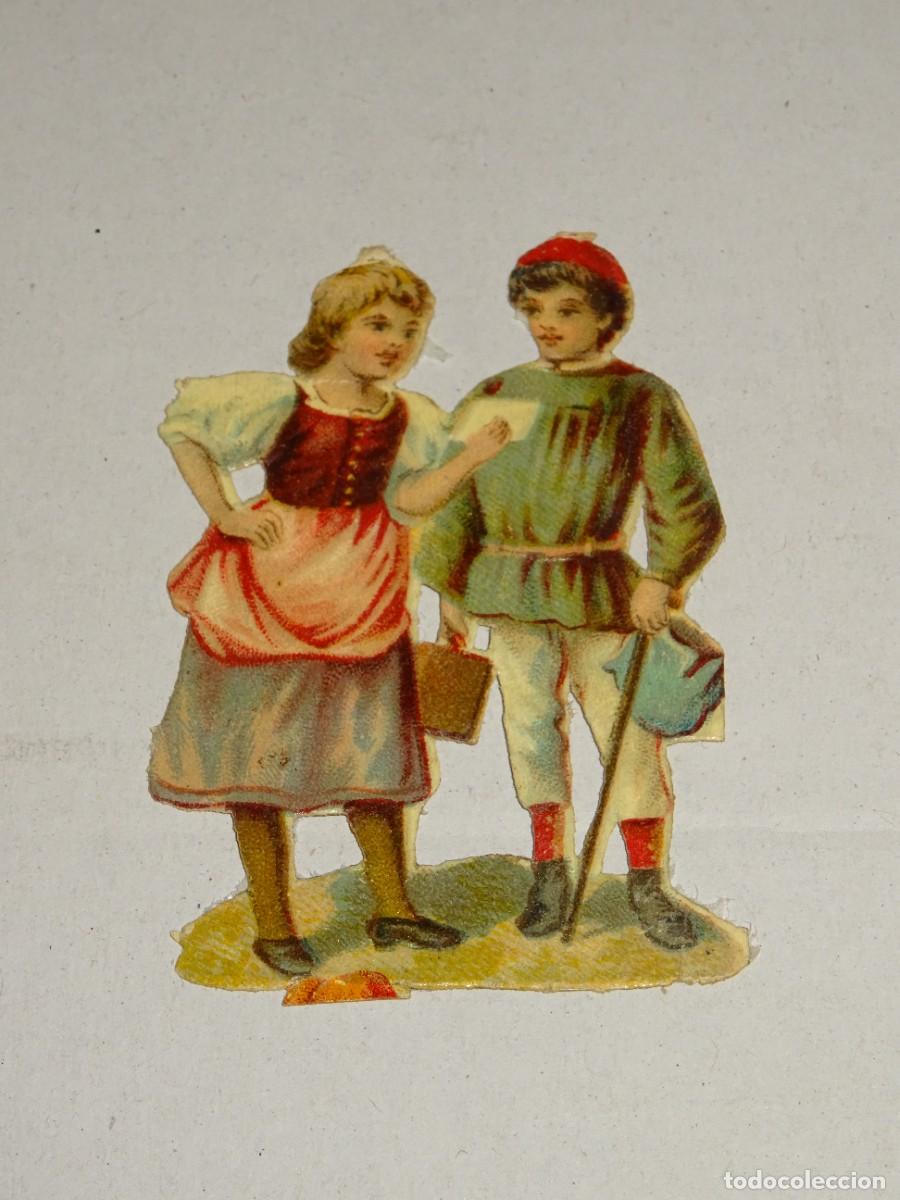 Sammeln alte gestanzte Sammelbilder: (MB) CROMO ANTIGUO TROQUELADO ROM&Aacute;NTICO - 6X4,5CM, SE&Ntilde;ALES DE USO