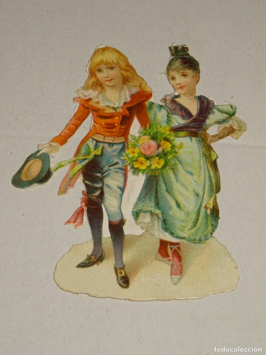 Sammeln alte gestanzte Sammelbilder: (MB) CROMO ANTIGUO TROQUELADO ROM&Aacute;NTICO - 8X6,5CM, SE&Ntilde;ALES DE USO