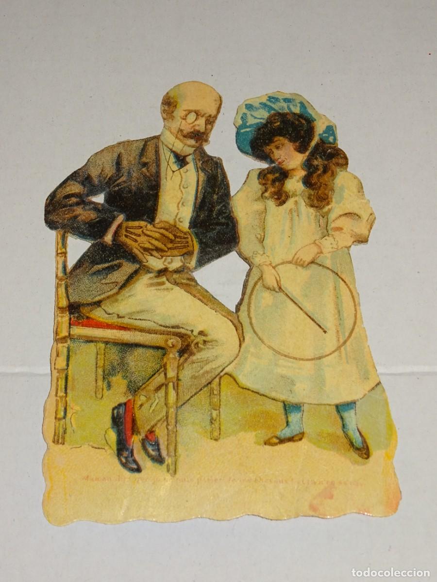 Coleccionismo Cromos troquelados antiguos: (MP) CROMO TROQUELADO ANTIGUO ROM&Aacute;NTICO - 8,5X12,5CM, SE&Ntilde;ALES DE USO