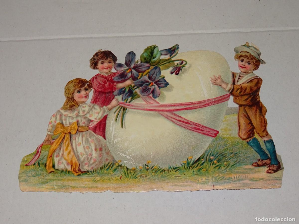 Coleccionismo Cromos troquelados antiguos: (MP) CROMO TROQUELADO ANTIGUO ROM&Aacute;NTICO - 12,5X8CM, SE&Ntilde;ALES DE USO