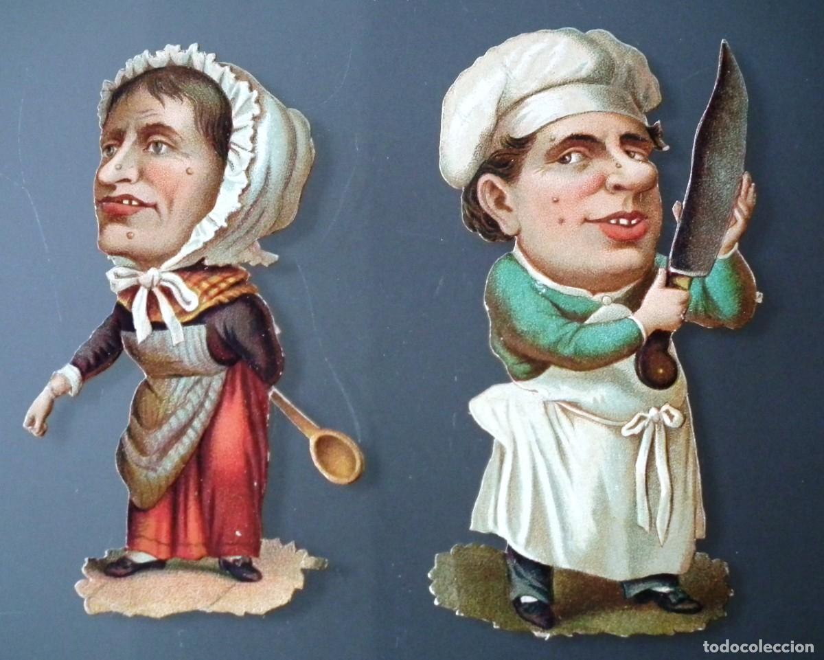 Coleccionismo Cromos troquelados antiguos: PAREJA DE CROMOS TROQUELADOS DE PRINCIPIOS 1900