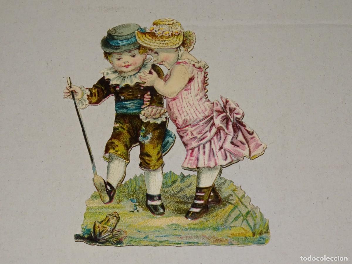 Colecionismo Cromos recortados antigos: (MK) CROMO TROQUELADO ANTIGUO ROM&Aacute;NTICO - 6X7,5CM - SE&Ntilde;ALES DE USO