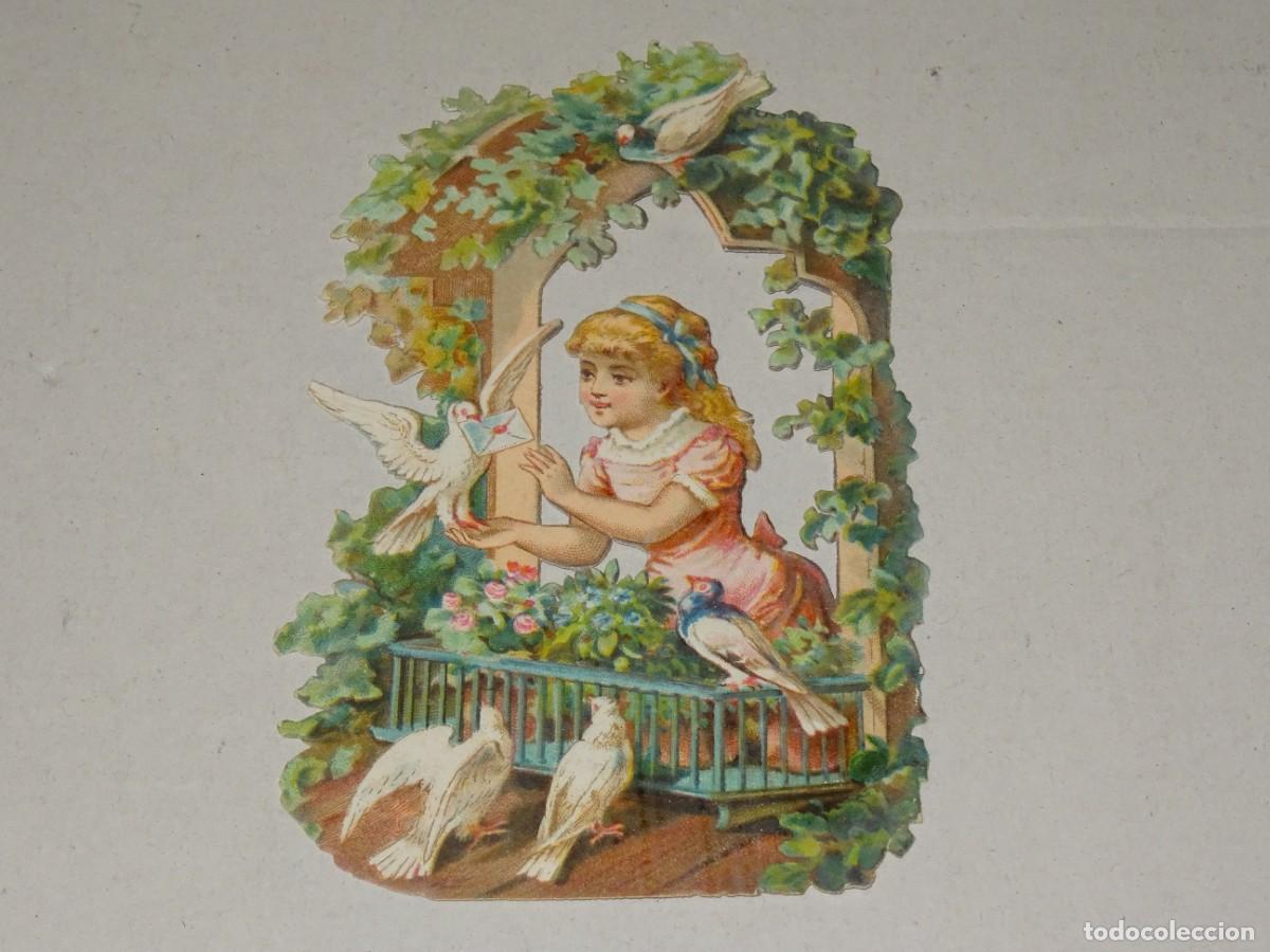 Colecionismo Cromos recortados antigos: (MK) CROMO TROQUELADO ANTIGUO ROM&Aacute;NTICO - 7X10CM - SE&Ntilde;ALES DE USO