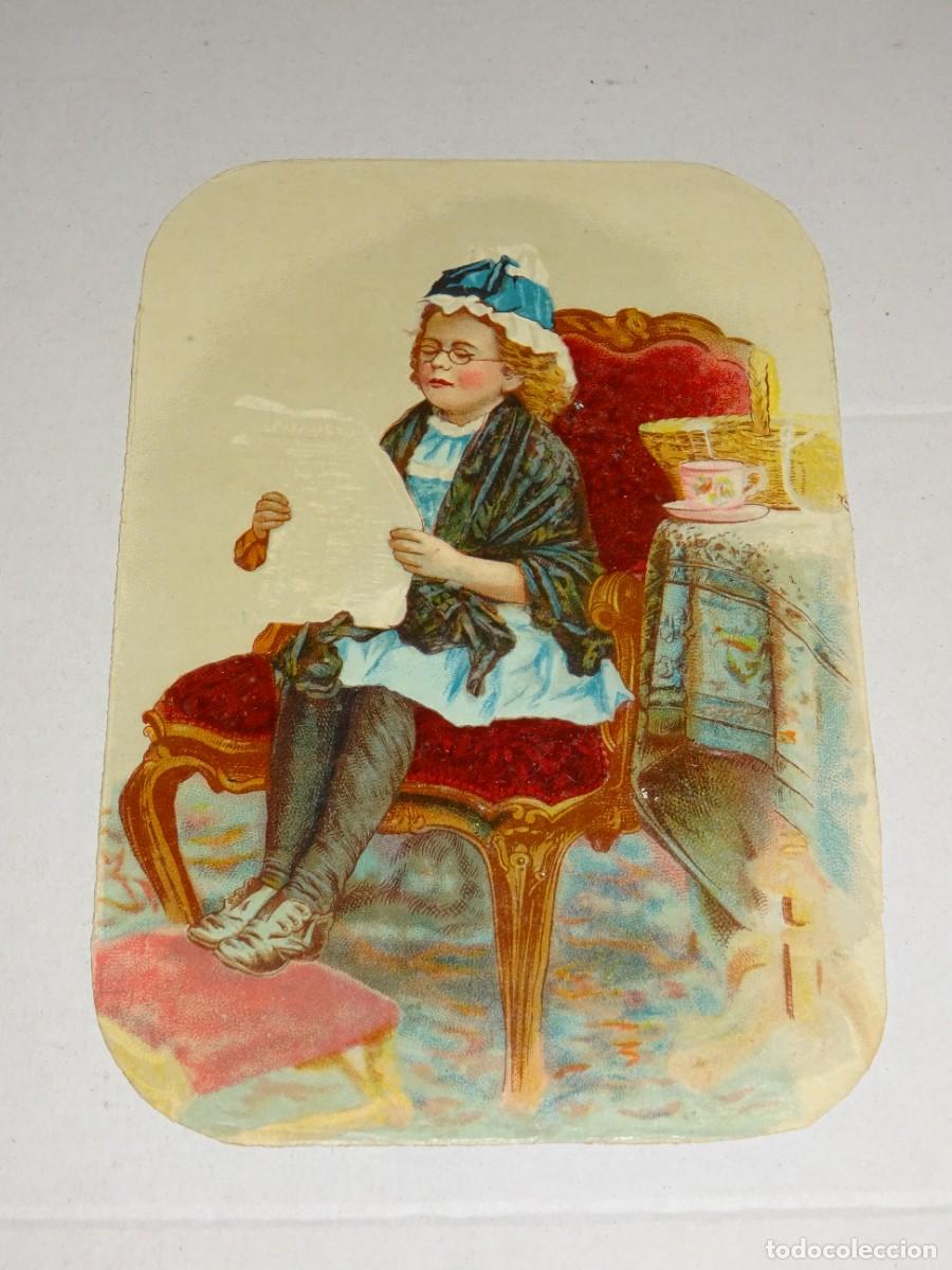 Colecionismo Cromos recortados antigos: (MK) CROMO ANTIGUO ROM&Aacute;NTICO - 9,5X14CM - SE&Ntilde;ALES DE USO