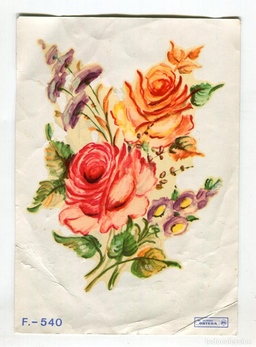 Colecionismo Cromos recortados antigos: CALCAMONIA FLORAL CALCAMONIAS ORTEGA SERIE F 540 16,5 X 11,5 CMS. APROX