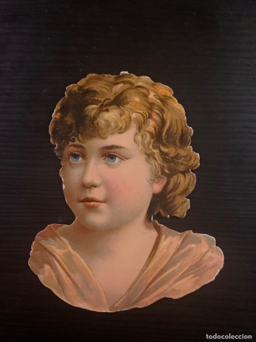 Sammeln alte gestanzte Sammelbilder: Cromo troquelado antiguo siglo XIX cabeza de ni&ntilde;o