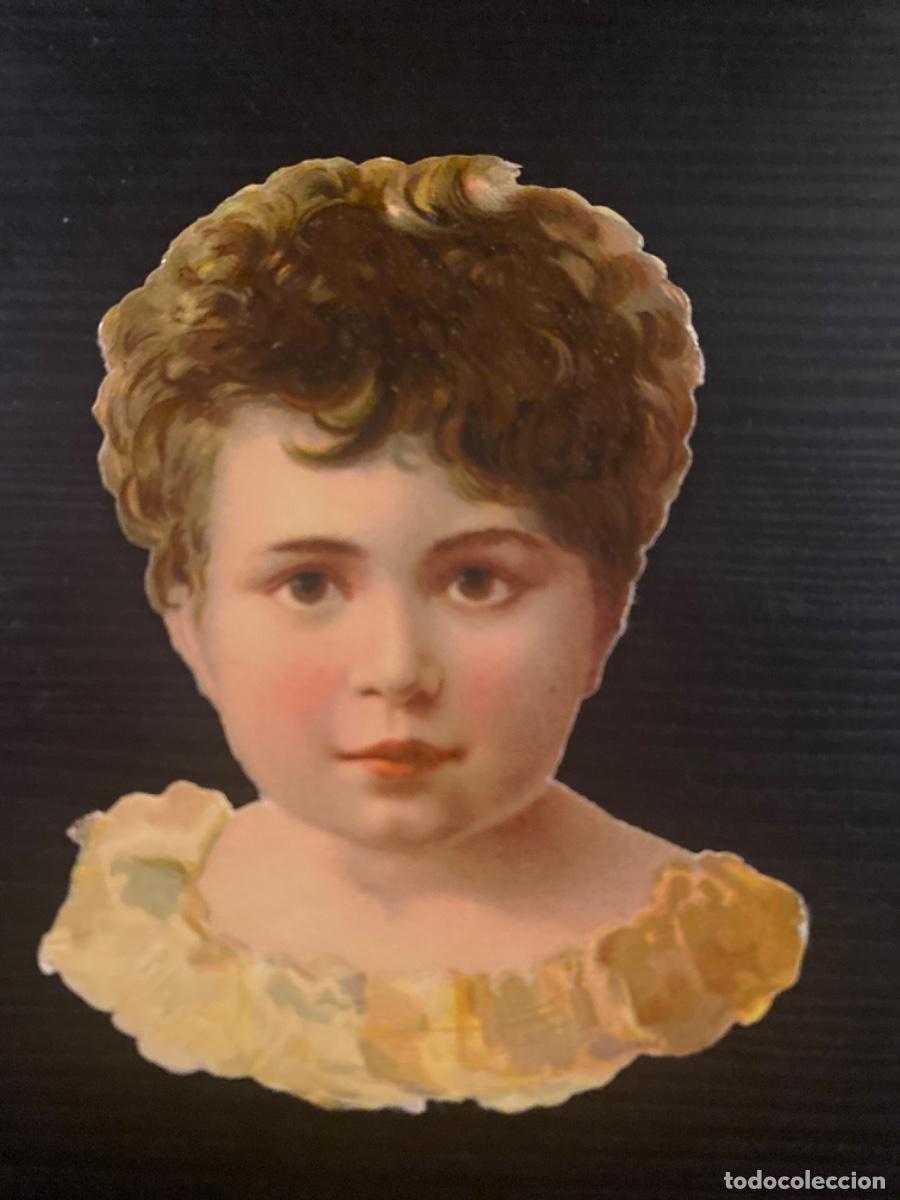 Sammeln alte gestanzte Sammelbilder: Cromo troquelado antiguo siglo XIX cabeza de ni&ntilde;o